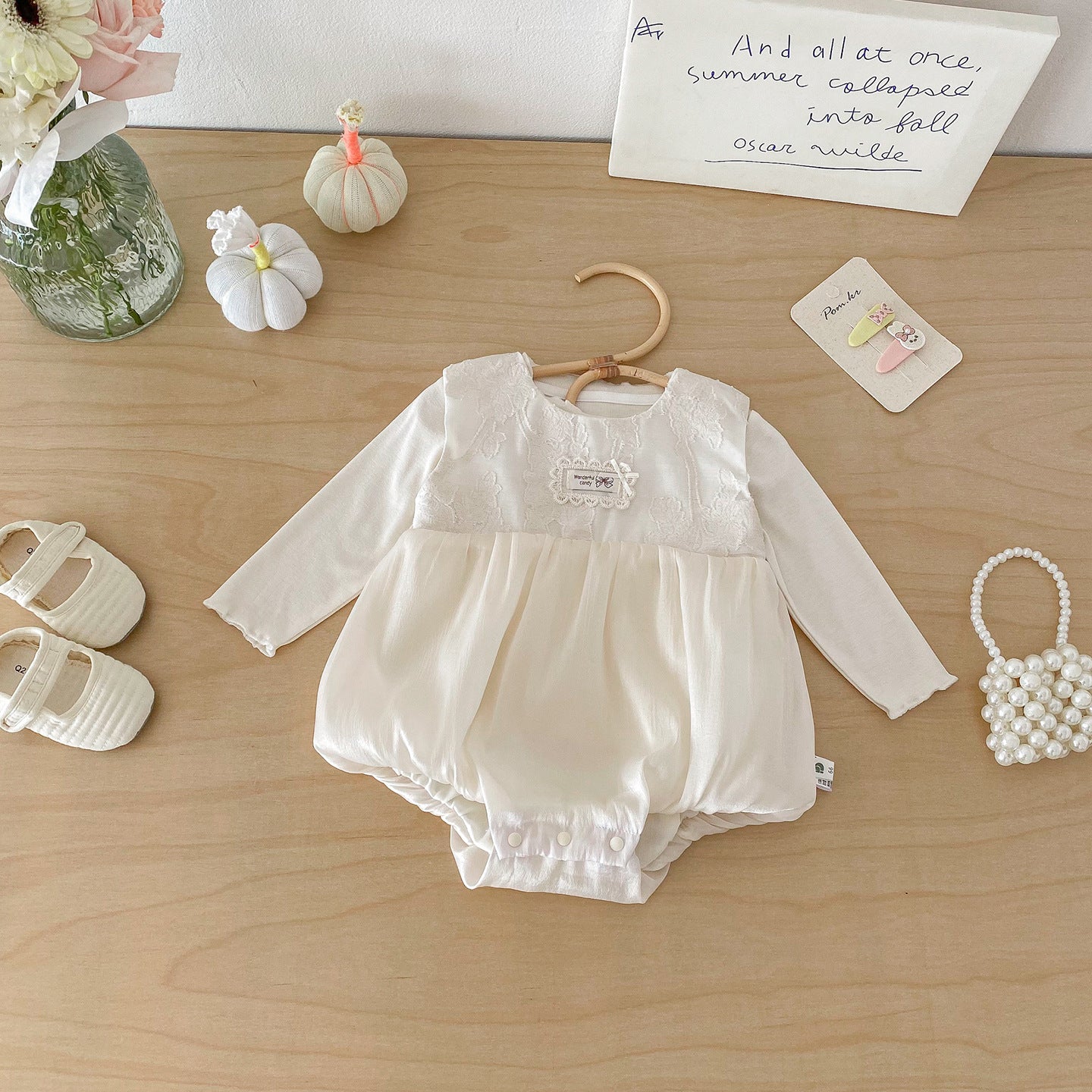 Spring New Baby Girls' Knit Romper Set with Embroidered Top and Bodysuit, Stylish Two-Piece Outfit