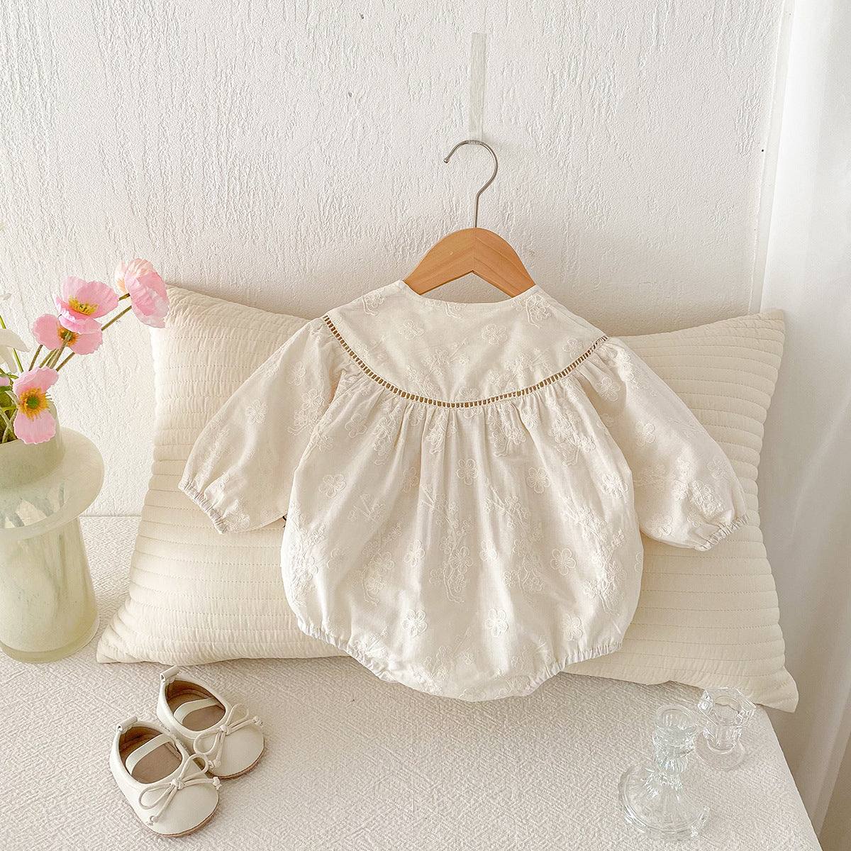 Baby Clothes Spring Autumn  Baby Pure Cotton Romper with 3D Embroidery Long Sleeve Onesie Princess Outing Crawling Suit