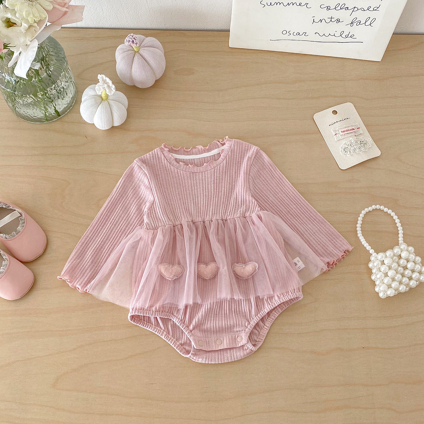 Spring New Knit Romper Dress for Baby Girls, Cute and Stylish Ribbed Hem with Lace Trim, Triangle Crawl Design