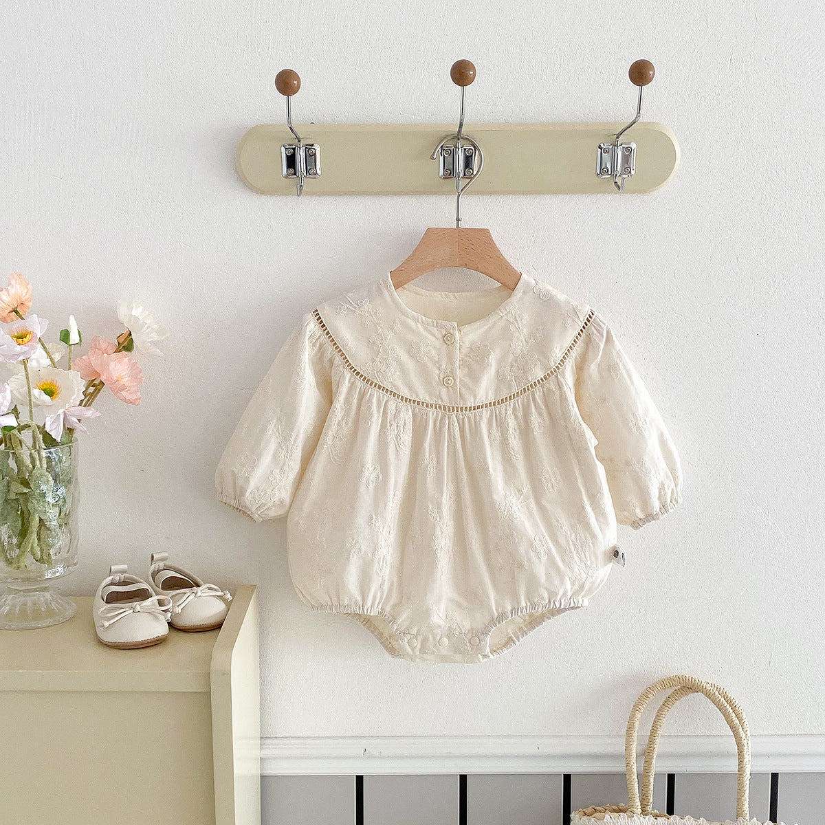 Baby Clothes Spring Autumn  Baby Pure Cotton Romper with 3D Embroidery Long Sleeve Onesie Princess Outing Crawling Suit