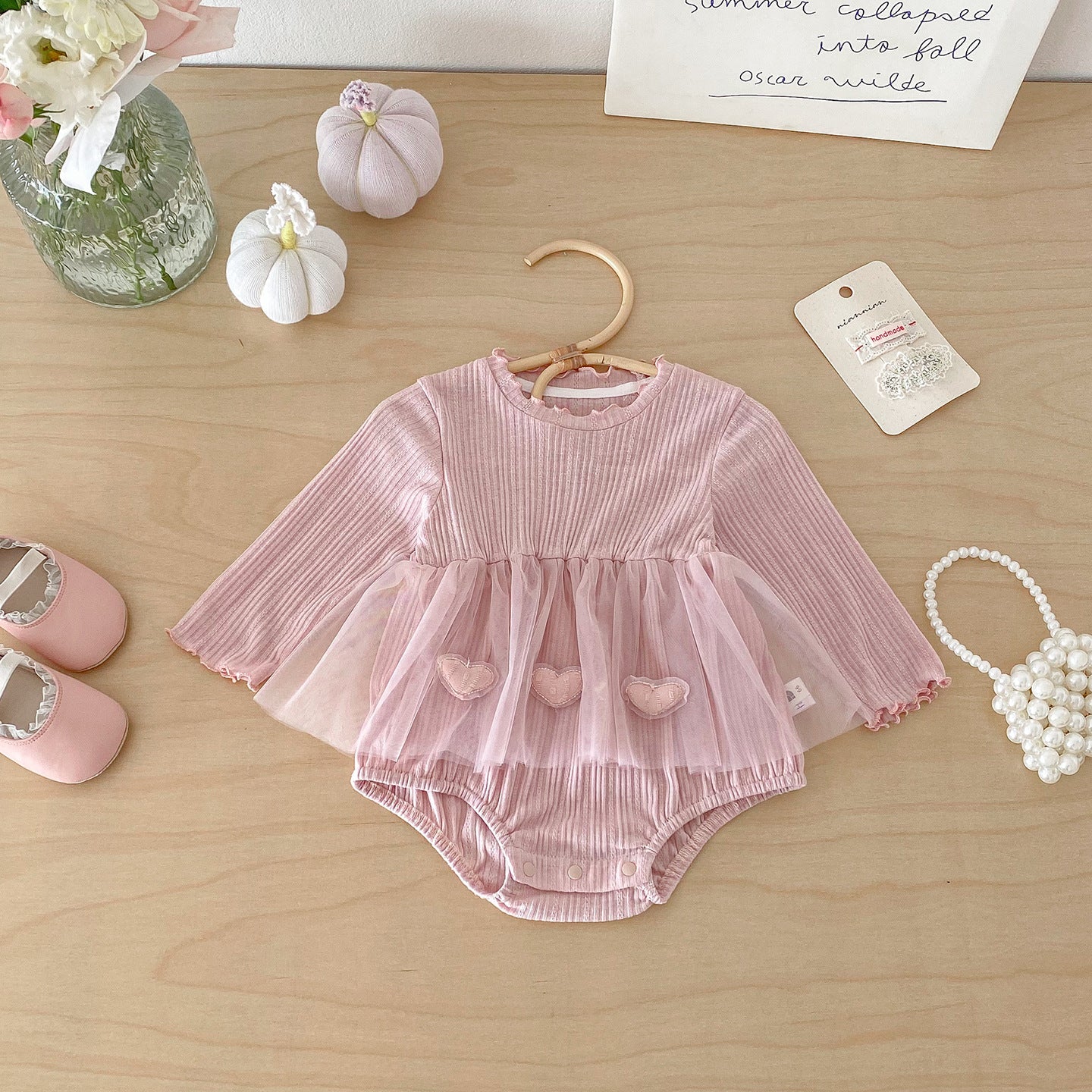 Spring New Knit Romper Dress for Baby Girls, Cute and Stylish Ribbed Hem with Lace Trim, Triangle Crawl Design
